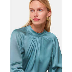 Whistles Teal Lea Satin Blouse